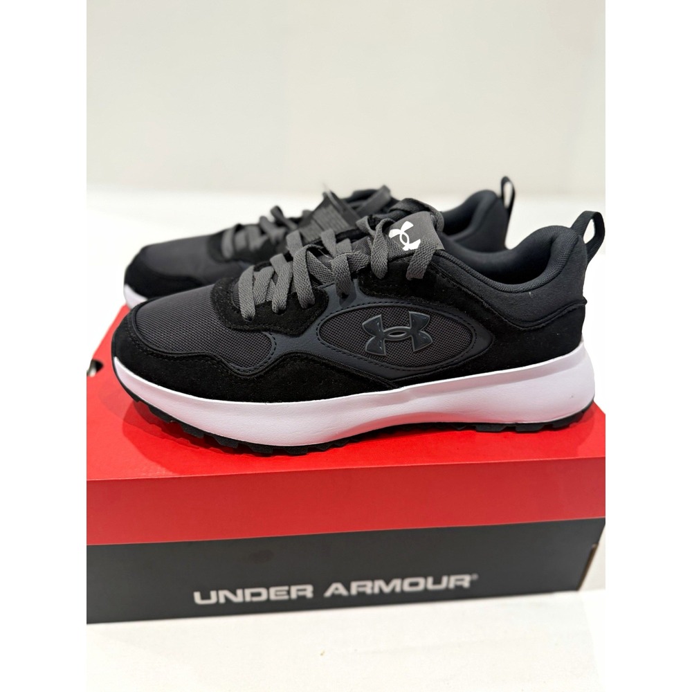 Under Armour UA Mirage Sport Womens 9.5 Low Top Lace-Up Sneakers Black/Gray/Whit